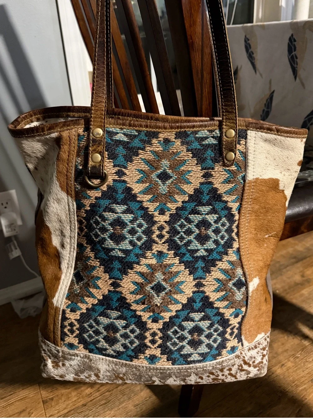 Myra Cowhide & Western Pattern Tote